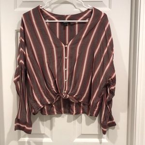 Striped Front Knot Top